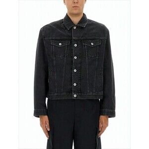 Kenzo Black Denim Jacket With Silver-Tone Hardware And Floral Embroidery - NWT